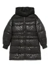 Pinko Technical Canvas Down Jacket With Logo Print In Black