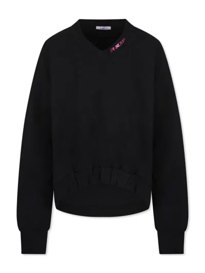 Pinko Kids' Logo-print Sweatshirt In Black