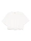 Pinko Cropped White T-shirt With Embroidered Logo In White