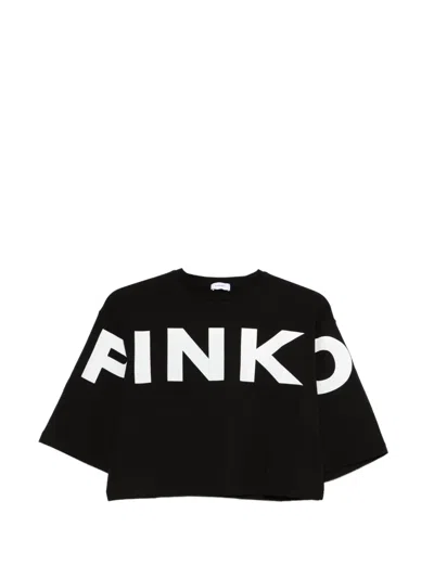 Pinko Kids' Logo-print T-shirt In Black