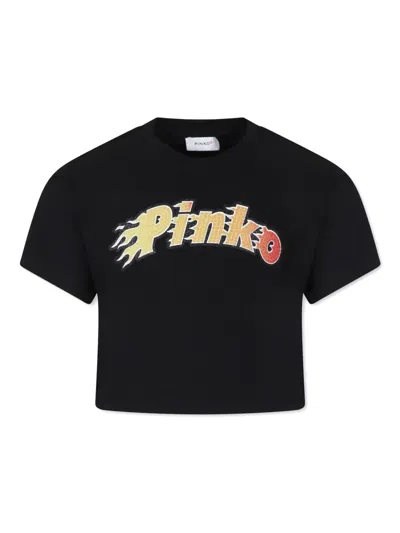 Pinko T-shirt Mit Logo-print In Schwarz