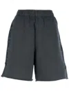 Pinko Waistband Elastic Graphic Print Side Seam Shorts In Green
