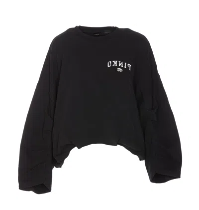 Pinko Logo Printed Oversized Sweatshirt In Black