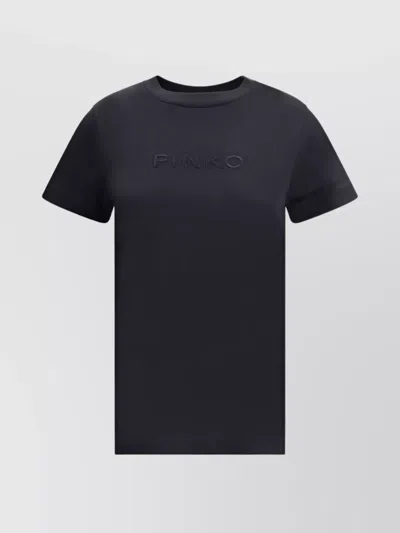 PINKO LOGO RIBBED CREW NECK T-SHIRT