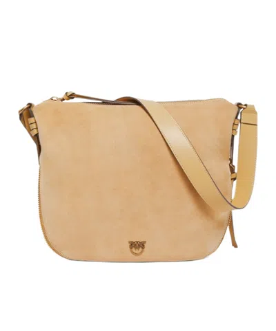 Pinko Logo Shoulder Bag In Brown