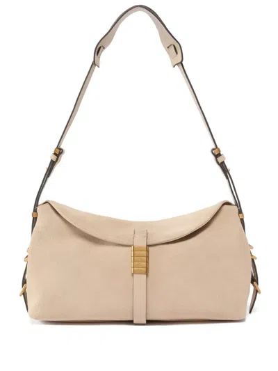 Pinko Suede Leather Bag With Flap Closure In Neutral