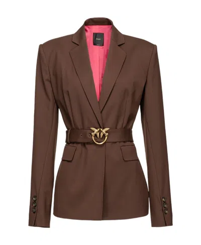Pinko Logo Suit Jacket In Brown