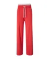 Pinko Wide-leg Pants With Contrasting Side Panels And Drawstring Waist In Red
