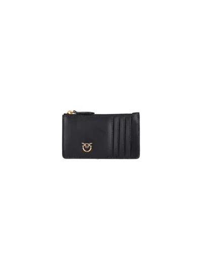 Pinko Logo Zip Card Holder In Black  