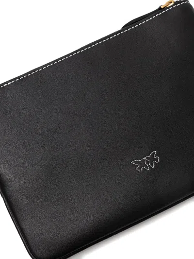 Pinko Logo Zip Clutch In Black
