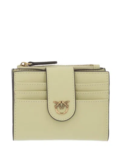 Pinko Logo-appliqué Zip Wallet In Yellow