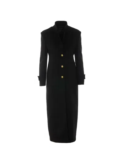 Pinko Logo-button Turtleneck Coat In Black