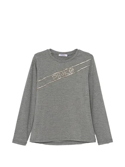 Pinko Kids' Logo-embellishment T-shirt In Grey