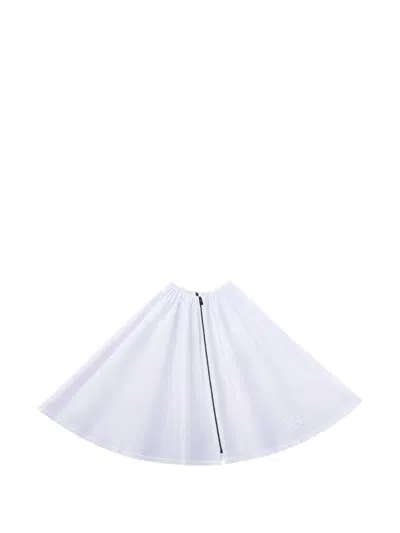 Pinko Kids' Logo-embroidered A-line Skirt In White