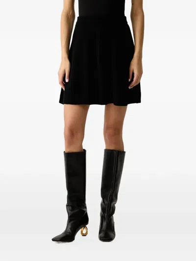 Pinko Logo-patch Knitted Mini Skirt In Black