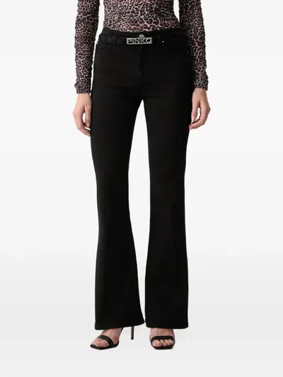 Pinko Logo-plaque Flared Jeans In Black