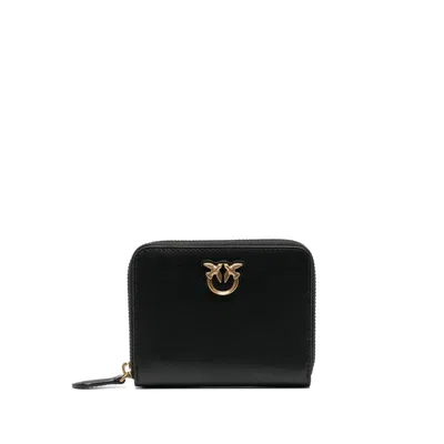 Pinko Logo-plaque Leather Wallet In Black