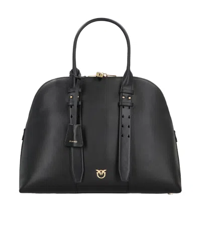 Pinko Logo-plaque Zipped Tote Bag In Black