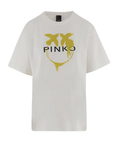 Pinko Logo-print Cotton T-shirt In White