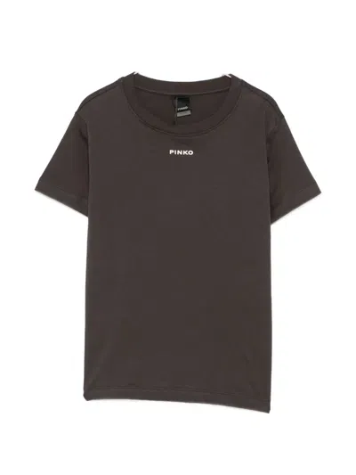 Pinko Logo-print Short-sleeve T-shirt In Brown