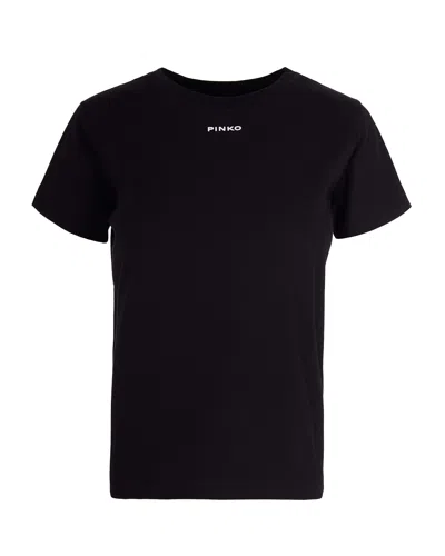 Pinko Logo-printed Cotton T-shirt In Black