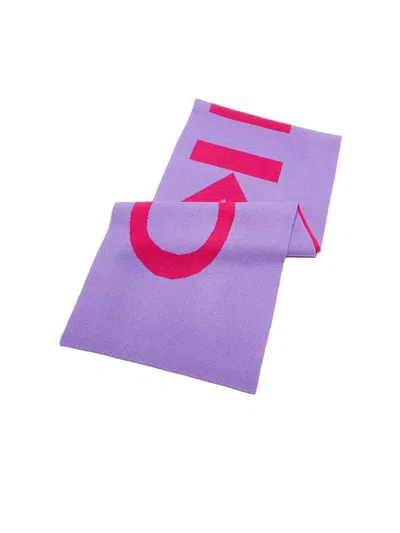 Pinko Logo-printed Wool Scarf In Purple