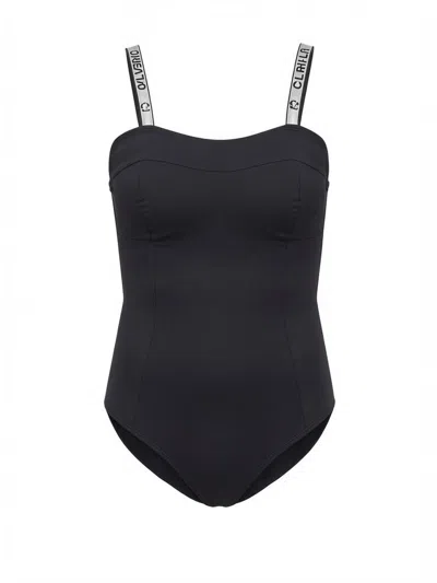 Pinko Logo-strap Bodysuit In Black