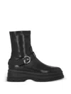 Pinko Ankle Boots With Silver Buckle And Sturdy Sole In Black
