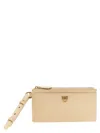 Pinko Logo Plaque Zipped Long Card Holder In Beige