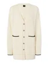 Pinko Long Cardigan With V-neck In White