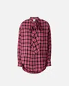 Pinko Plaid Shirt In Multicolore Fuchsia/noir