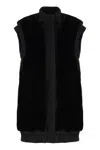 Pinko Long Coat Fur Effect In Black