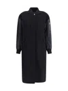 Pinko Long Coat In Wool-blend Cloth And Technical Satin In Black
