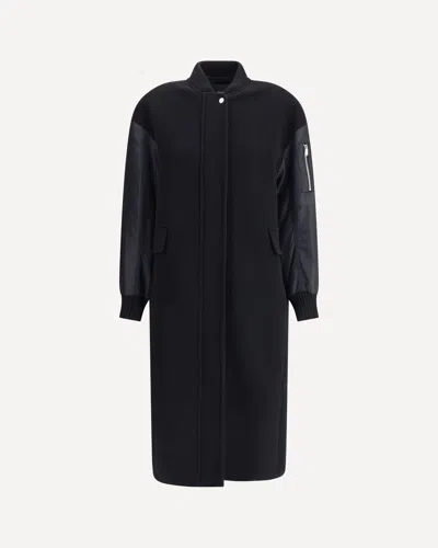 PINKO LONG COAT IN WOOL-BLEND CLOTH AND TECHNICAL SATIN