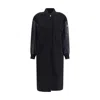 Pinko Long Coat In Wool-blend Cloth And Technical Satin In Black