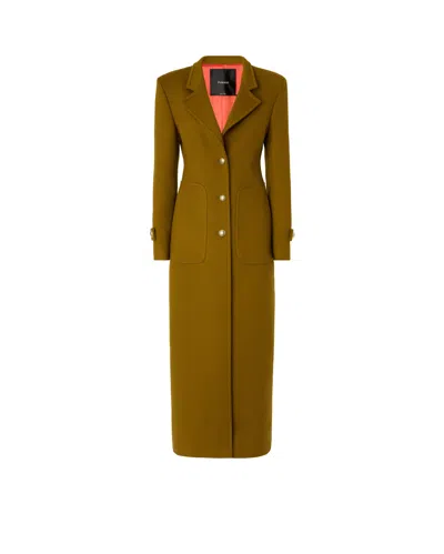 Pinko Long Coat In Wool-blend Cloth In Green