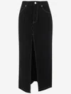 Pinko Slit-front Denim Skirt In Black