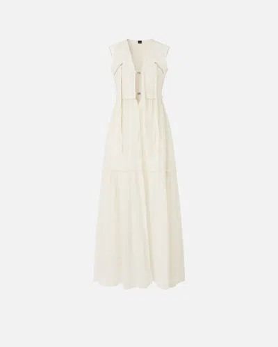 Pinko Long Cotton Dress With Sleeveless Utility Vest