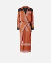 Pinko Darling Abito Twill Dress In Burnt/white