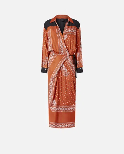 PINKO LONG BANDANA-PRINT WRAP DRESS