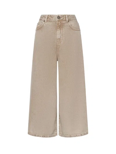 Pinko Long Denim Bermuda Shorts In Brown