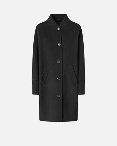 Pinko Long Double Cloth Coat In Black