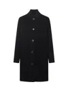 Pinko Tailored Black Wool Coat With Ribbed Details In Black