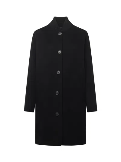 Pinko Long Double-face Cloth Coat In Black