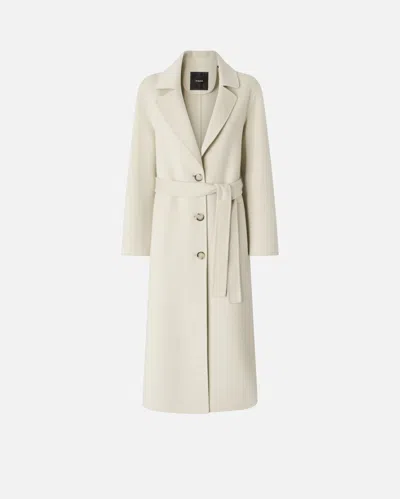 Pinko Long Double-layered Cloth Coat With Belt In Beige