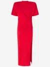 Pinko Long T-shirt Dress With Padded Shoulders In Red