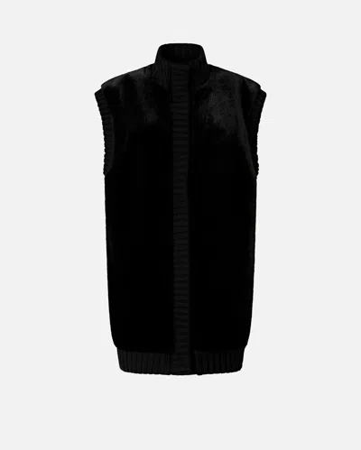 Pinko Long Faux Fur Gilet In Black