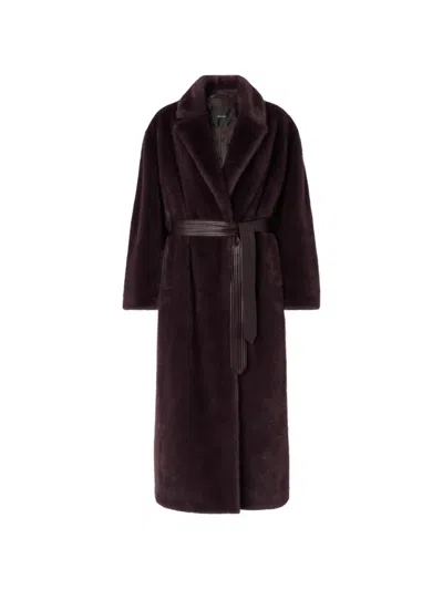 Pinko Calendula Faux Fur Polyester Coat In Brown