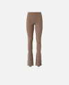 Pinko Long Flared Knit Trousers In Brown