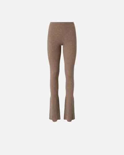 Pinko Long Flared Knit Trousers In Brown